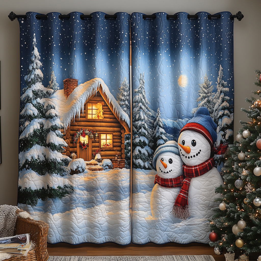 Snowman Joy Quilted Curtains VTQ-Myprintsy