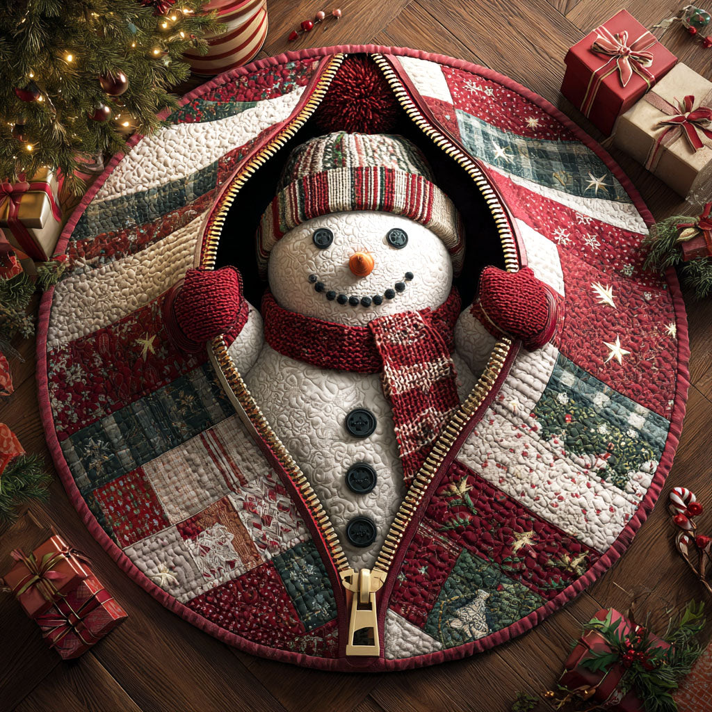 Snowman Joy Quilted Round Mat VTQ-Myprintsy