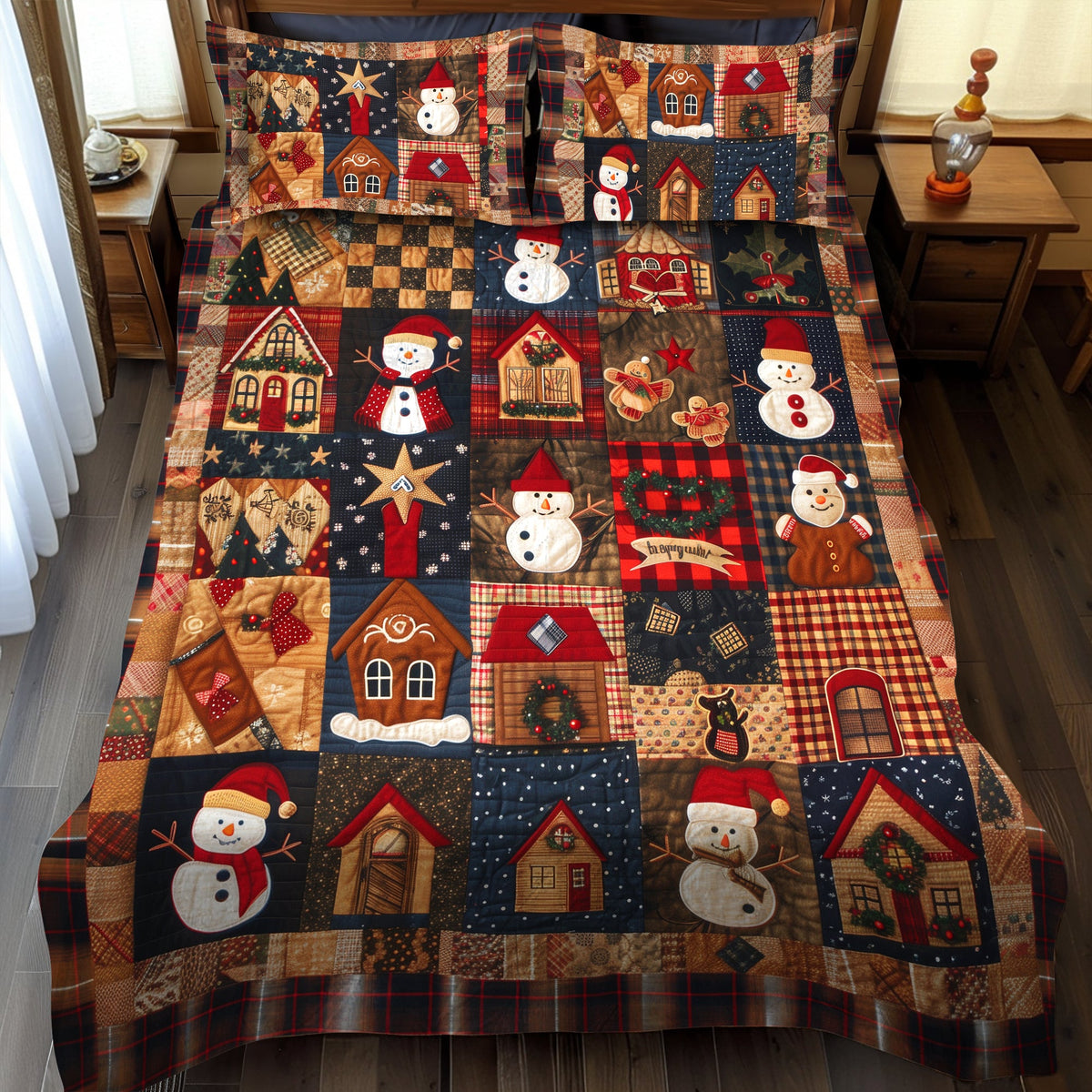 Snowman Jubilee -Piece Quilted Bedding Set VTQ-Myprintsy