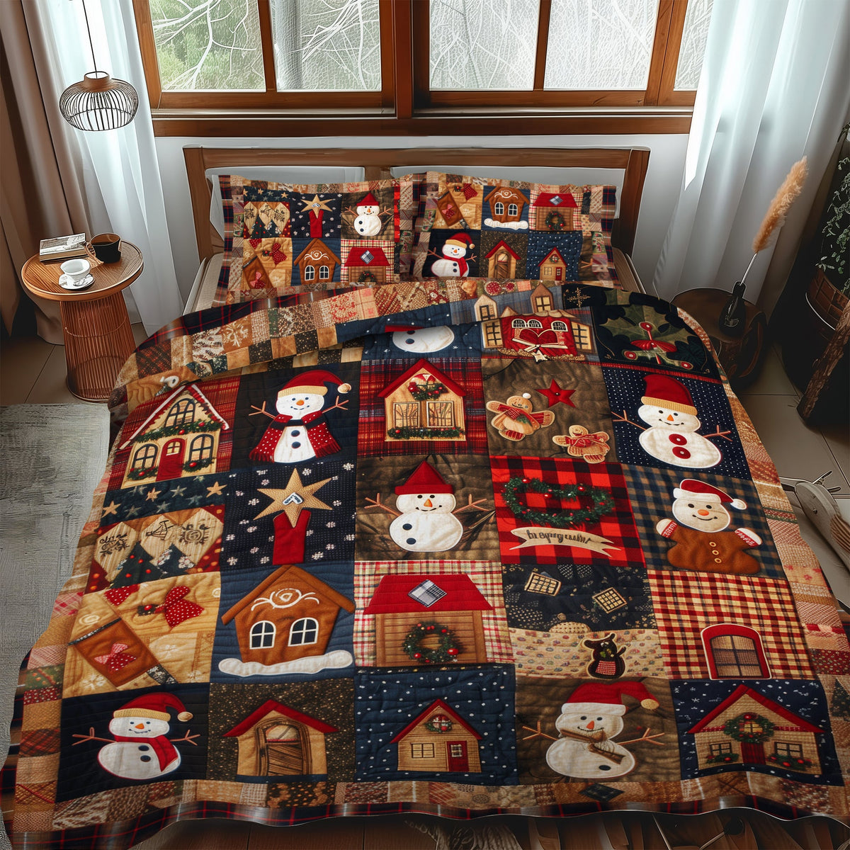 Snowman Jubilee -Piece Quilted Bedding Set VTQ-Myprintsy