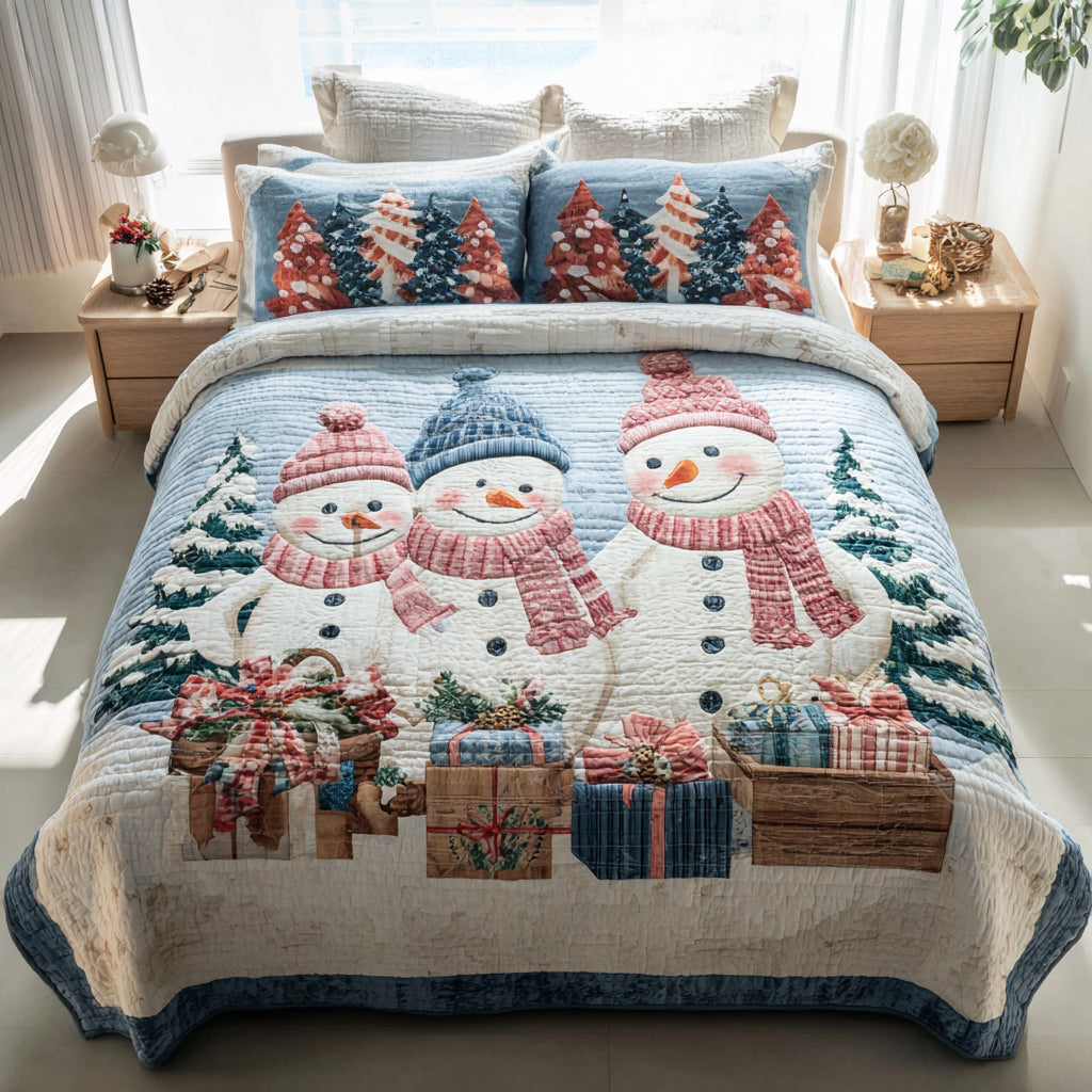 Snowman Merry -Piece Quilted Bedding Set VTQ-Myprintsy