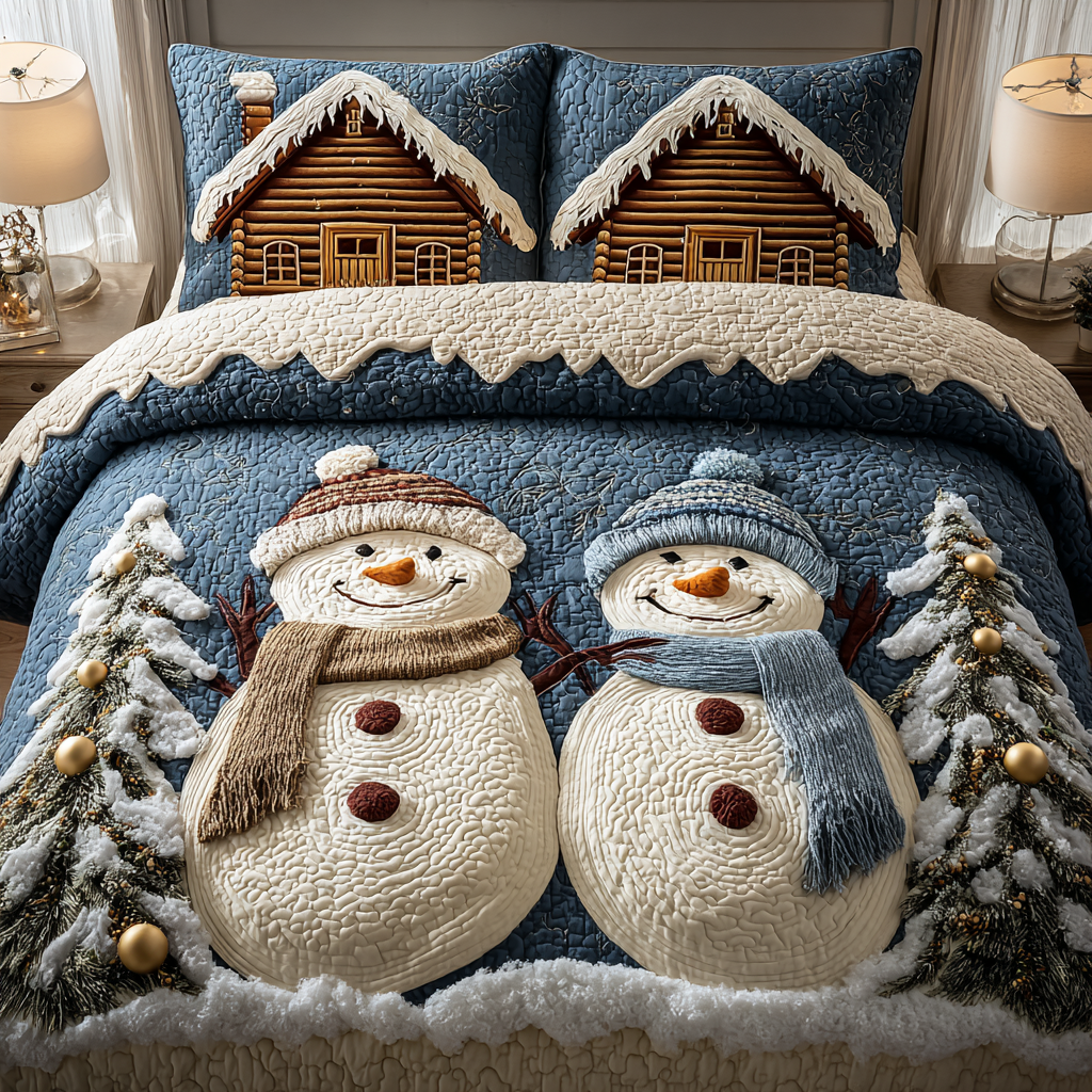 Snowman Moment -Piece Quilted Bedding Set VTQ-Myprintsy