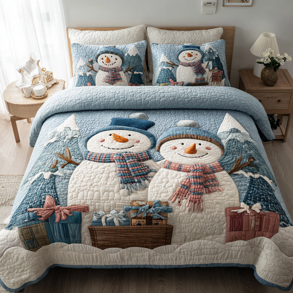 Snowman Mountain -Piece Quilted Bedding Set VTQ-Myprintsy