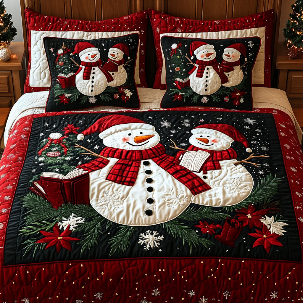 Snowman Sleigh Retreat -Piece Quilted Bedding Set VTQ-Myprintsy