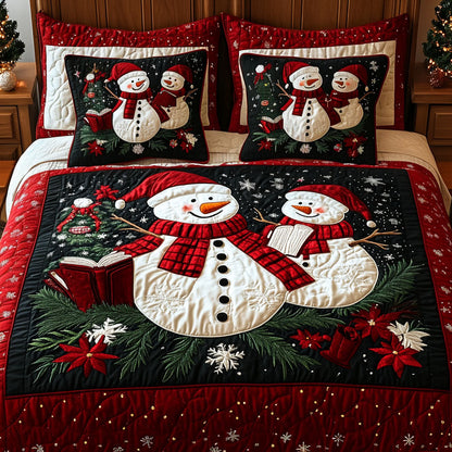 Snowman Sleigh Retreat -Piece Quilted Bedding Set VTQ-Myprintsy