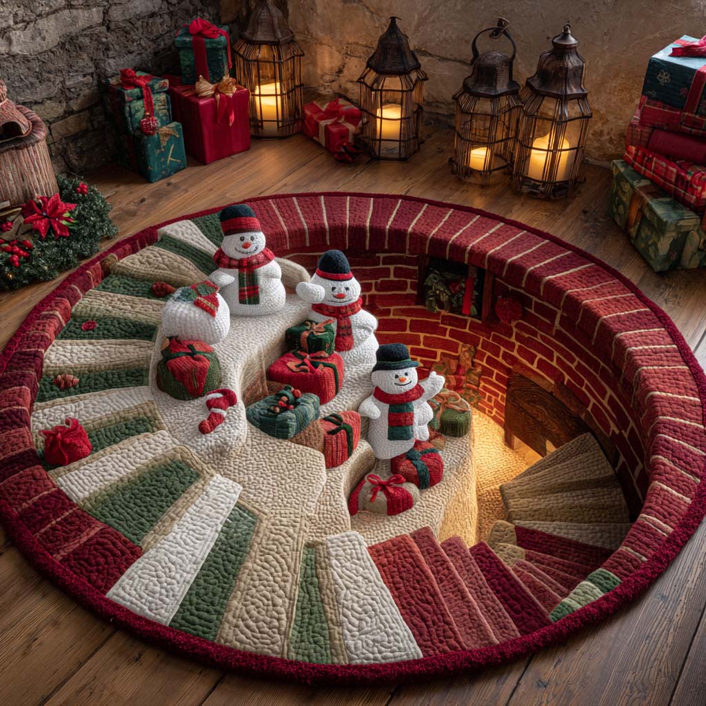 Snowman Spiral Joy Quilted Round Mat VTQ-Myprintsy
