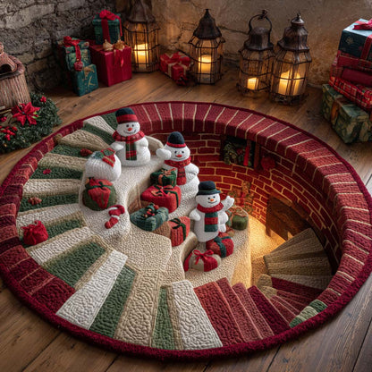 Snowman Spiral Joy Quilted Round Mat VTQ-Myprintsy