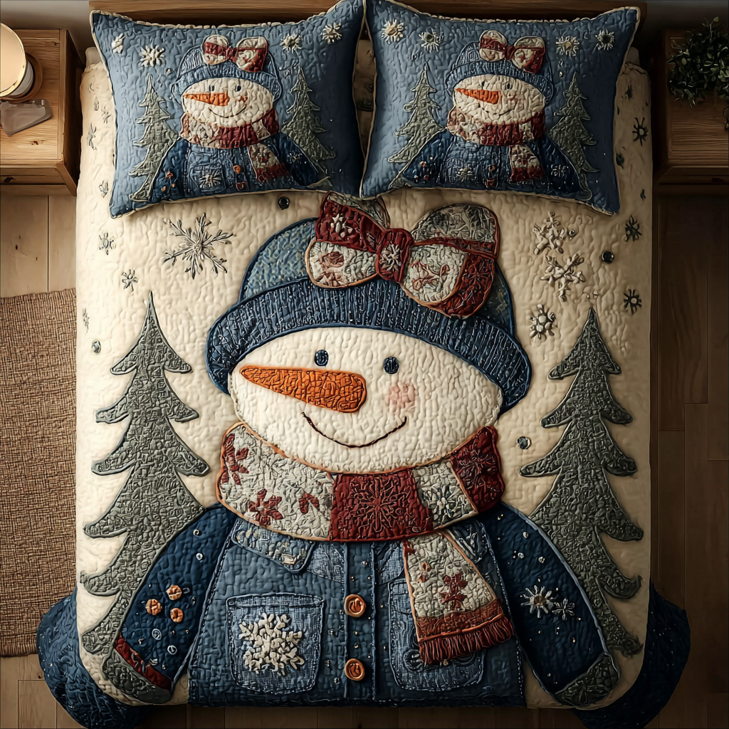 Snowman Spirit -Piece Quilted Bedding Set VTQ-Myprintsy