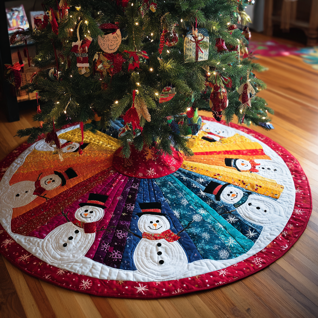 Snowman Wishes Christmas Quilted Tree Skirt-Myprintsy