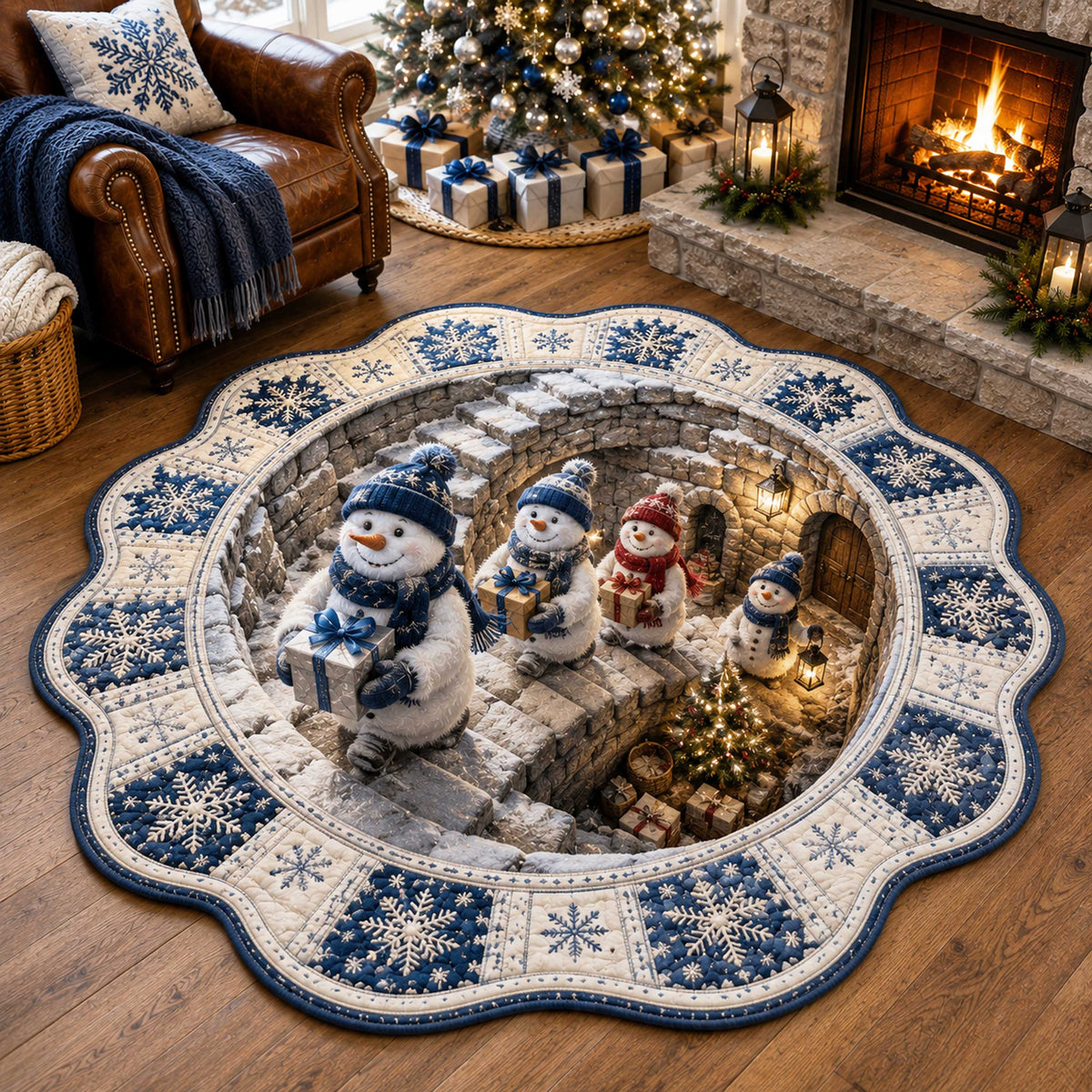 Snowman Wonderland Custom Shape Area Rug VTQ-Myprintsy