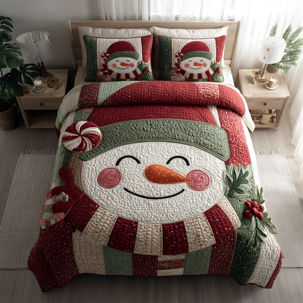 Snowman Wreath -Piece Quilted Bedding Set VTQ-Myprintsy