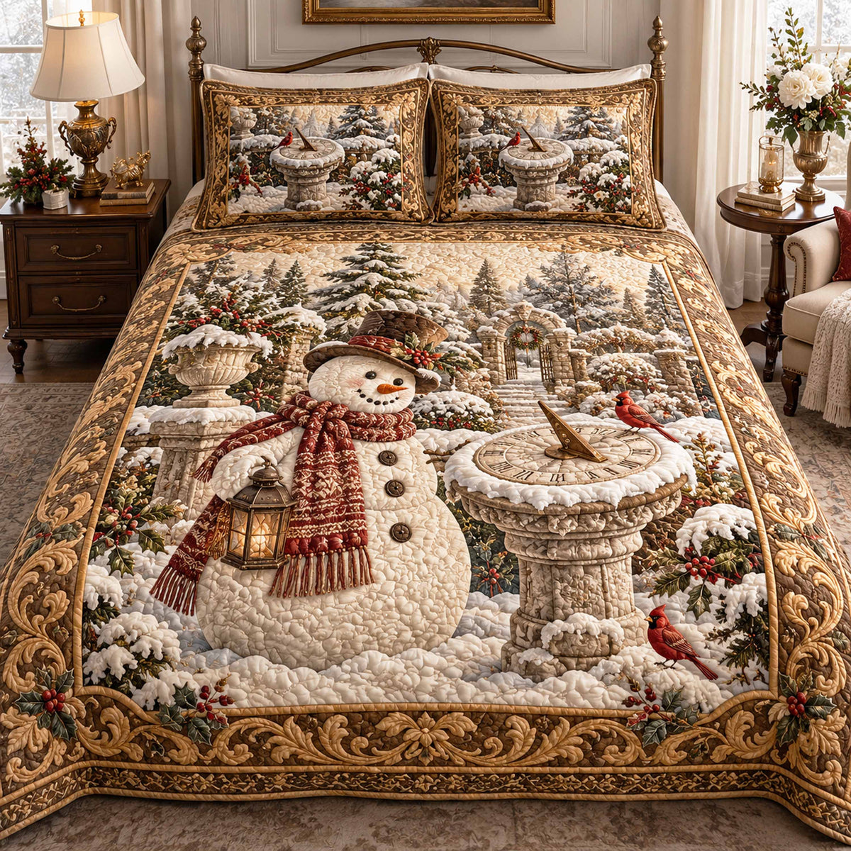 Snowmen Christmas Dreams -Piece Quilted Bedding Set VTQ-Myprintsy