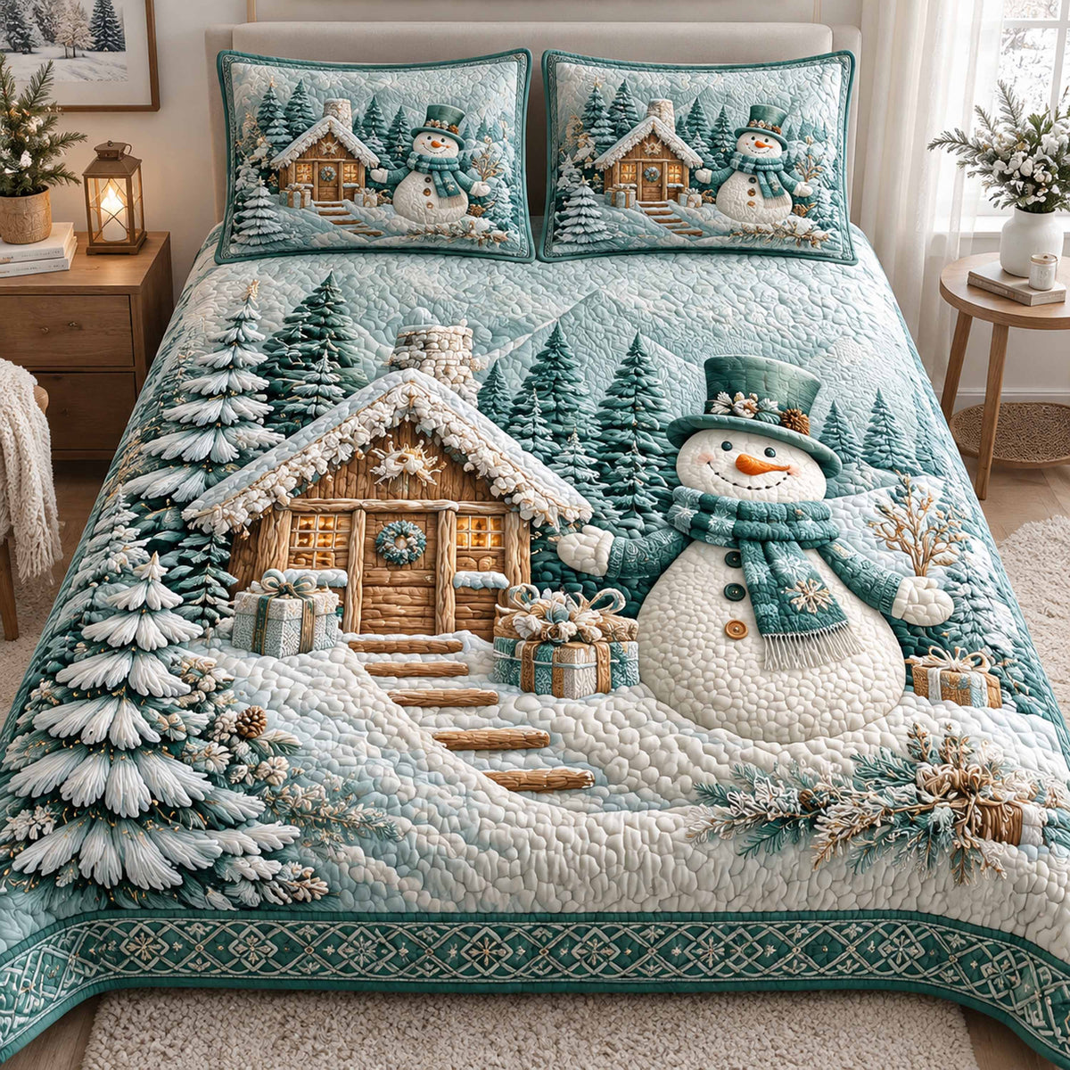 Snowmen Christmas Joy -Piece Quilted Bedding Set VTQ-Myprintsy
