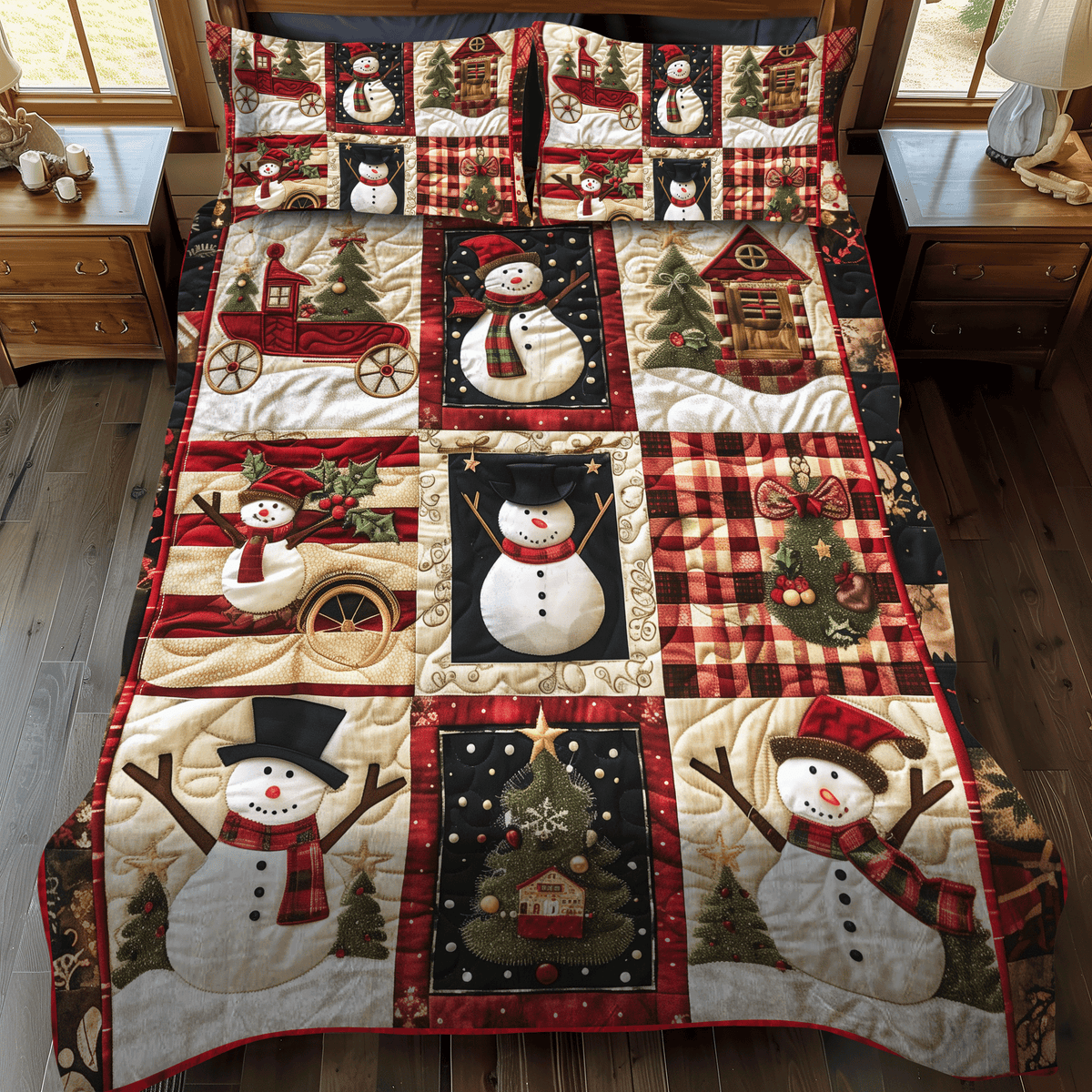 Snowmen Delight -Piece Quilted Bedding Set VTQ-Myprintsy