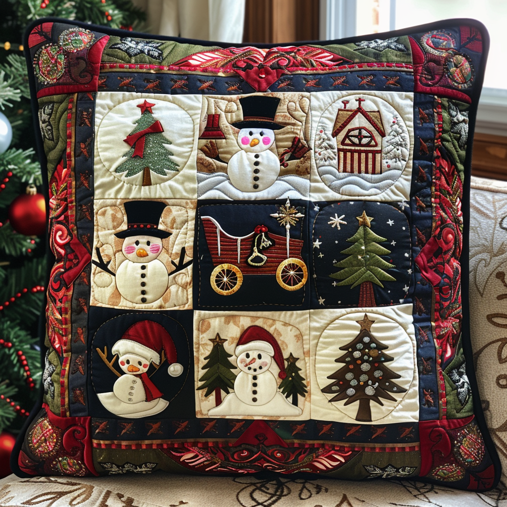 Snowmen Delight Quilted Pillow Case VTQ-Myprintsy