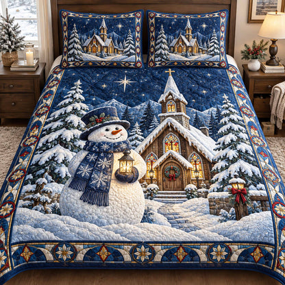 Snowmen Winter Village -Piece Quilted Bedding Set VTQ-Myprintsy
