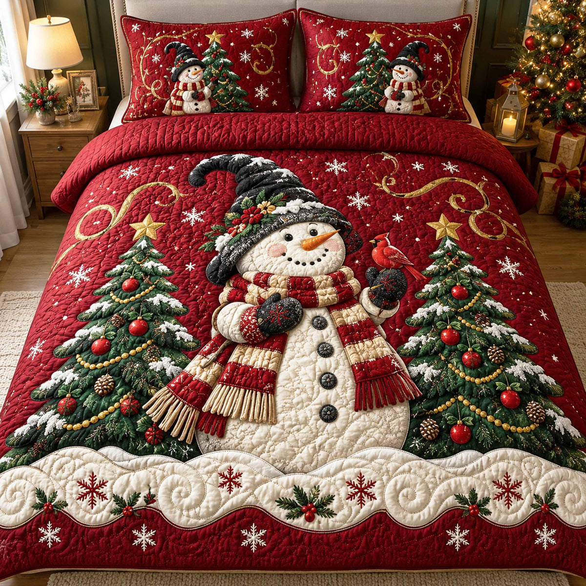 Snowmen Winter Wonderland -Piece Quilted Bedding Set VTQ-Myprintsy