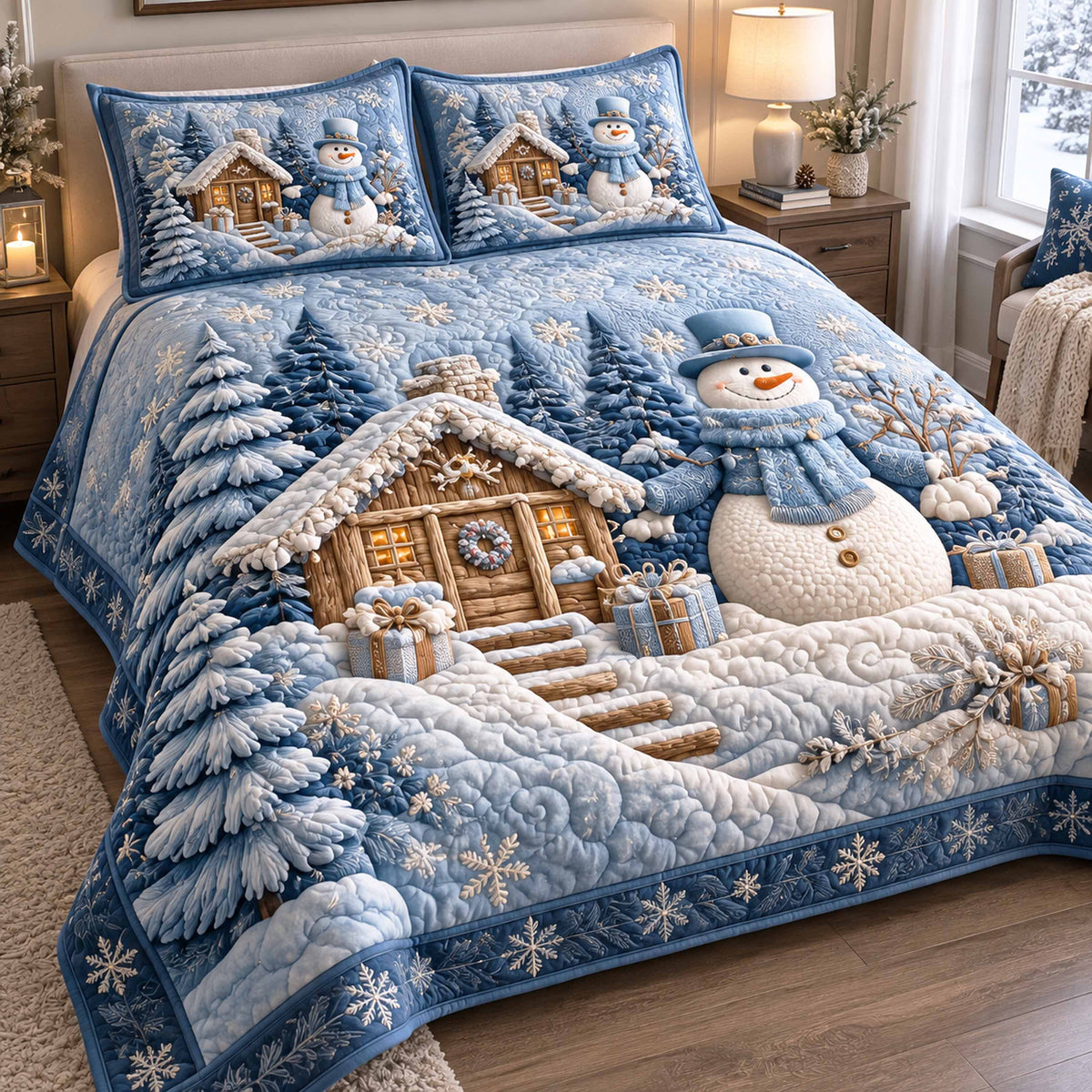 Snowmen Wonderland -Piece Quilted Bedding Set VTQ-Myprintsy