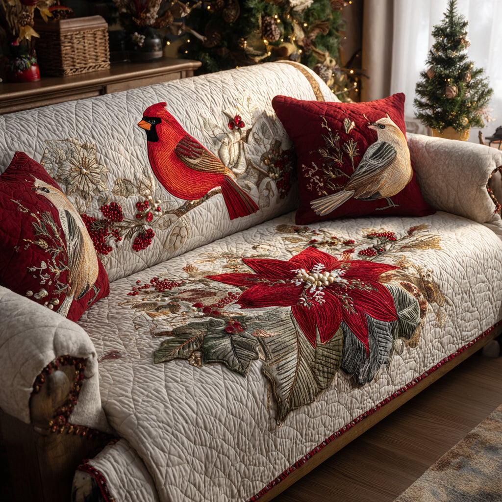 Snowy Branches Quilted Sofa Cover VTQ-Myprintsy
