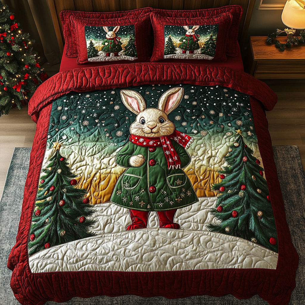 Snowy Bunny Delight -Piece Quilted Bedding Set VTQ-Myprintsy