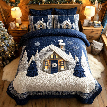Snowy Cabin Nights -Piece Quilted Bedding Set VTQ-Myprintsy