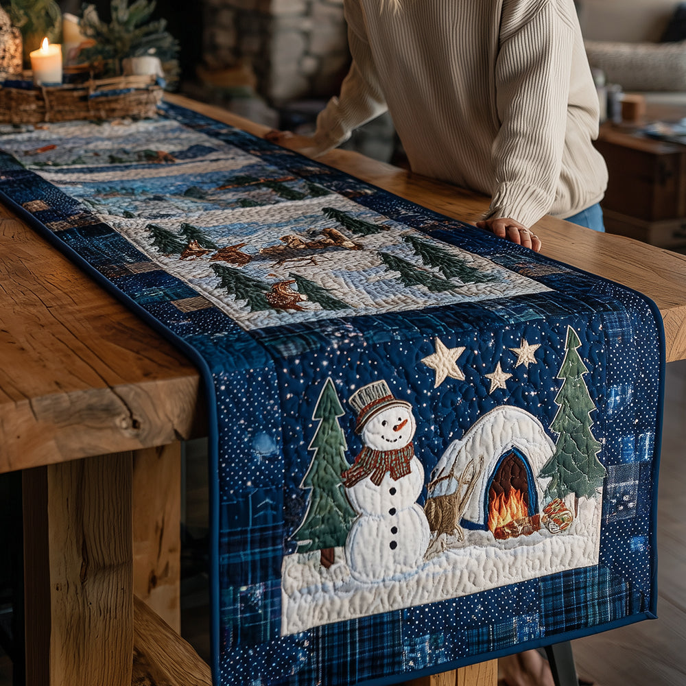 Snowy Camper Fun Quilted Table Runner VTQ-Myprintsy
