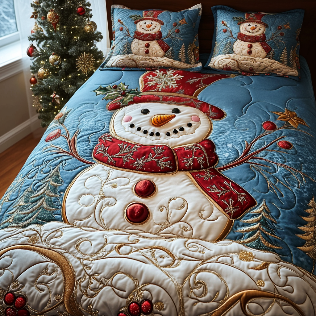 Snowy Cheer -Piece Quilted Bedding Set VTQ-Myprintsy