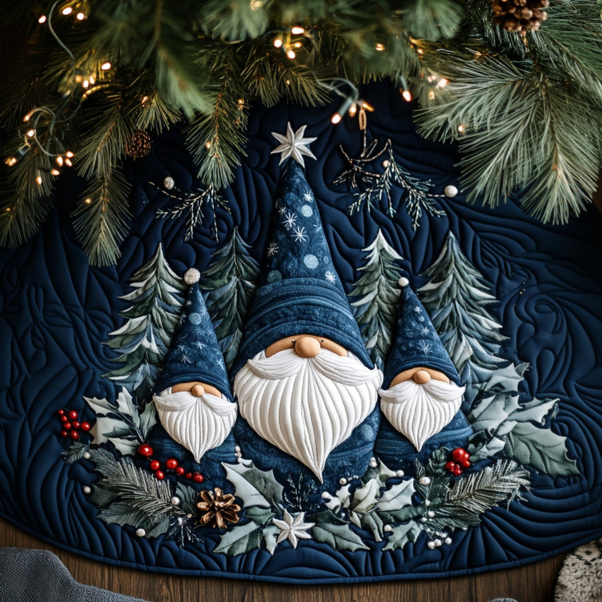 Snowy Cheer Quilted Christmas Tree Skirt VTQ-Myprintsy