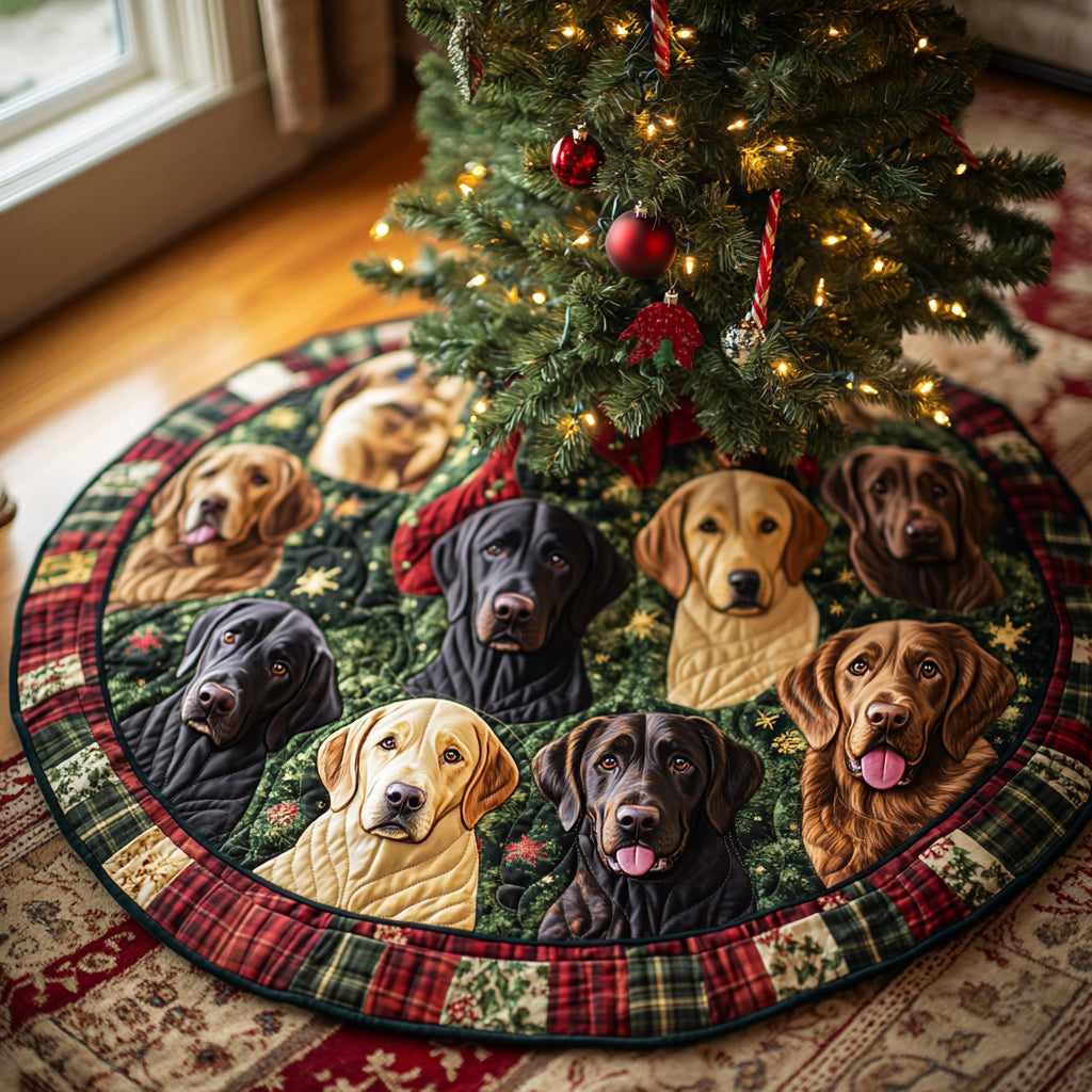 Snowy Companion Christmas Quilted Tree Skirt-Myprintsy