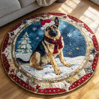 Snowy German Shepherd Quilted Round Mat VTQ-Myprintsy