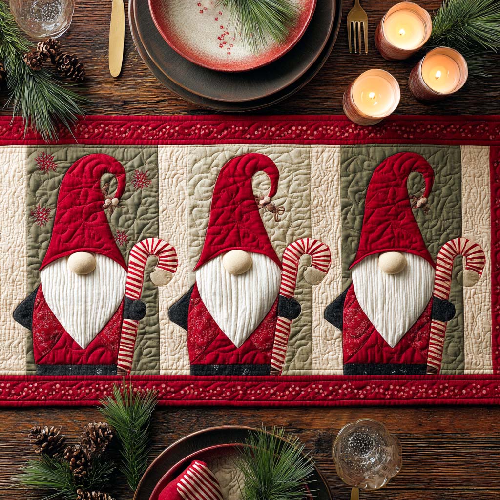 Snowy Gnomes Quilted Table Runner VTQ-Myprintsy