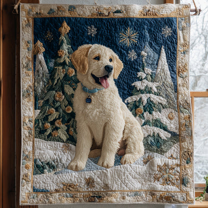 Snowy Golden Retriever Quilted Blanket VTQ-Myprintsy