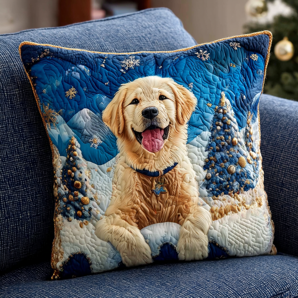Snowy Golden Retriever Quilted Pillow Case VTQ-Myprintsy