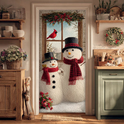 Snowy Greetings Quilted Door Cover VTQ-Myprintsy