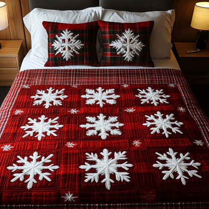 Snowy Grid -Piece Quilted Bedding Set VTQ-Myprintsy