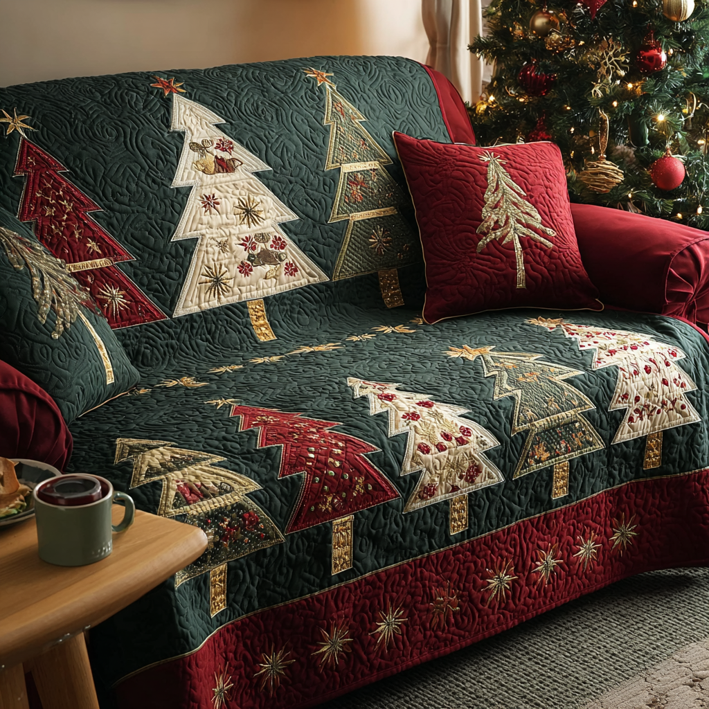 Snowy Grove Quilted Sofa Cover VTQ-Myprintsy