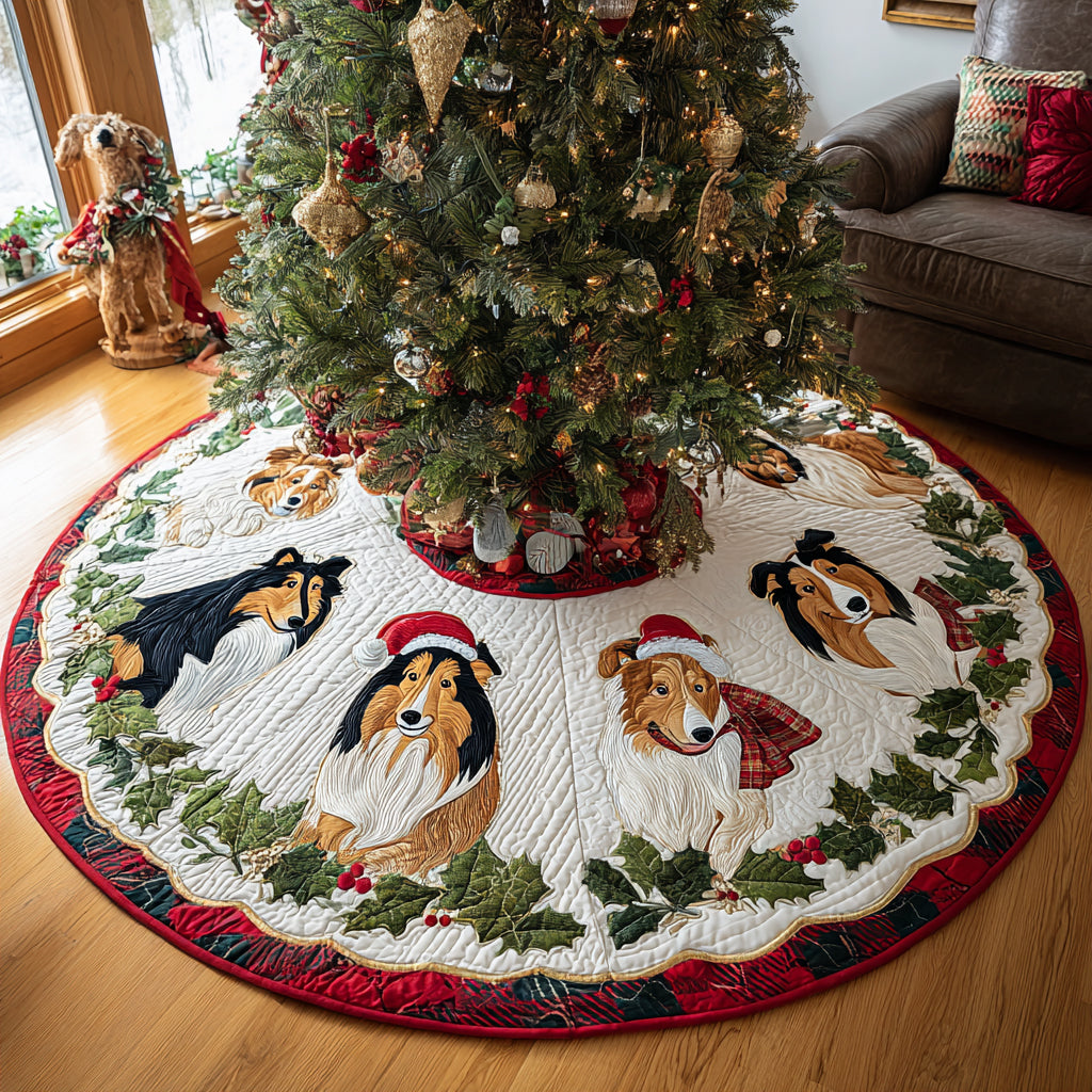 Snowy Guardian Christmas Quilted Tree Skirt-Myprintsy