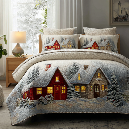 Snowy Path -Piece Quilted Bedding Set VTQ-Myprintsy