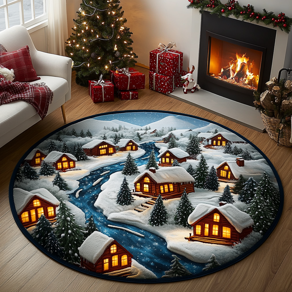 Snowy Path Quilted Round Mat VTQ-Myprintsy
