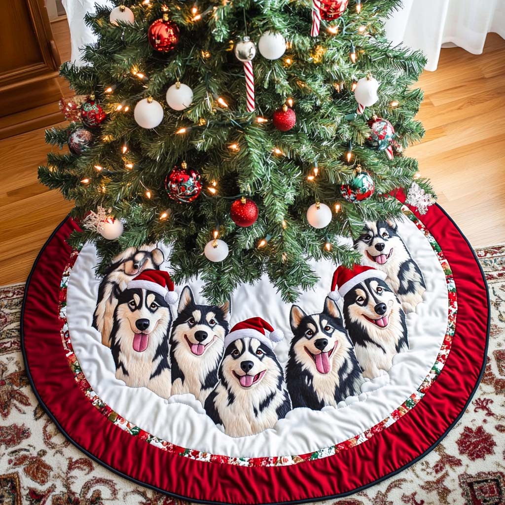 Snowy Paws Christmas Quilted Tree Skirt-Myprintsy