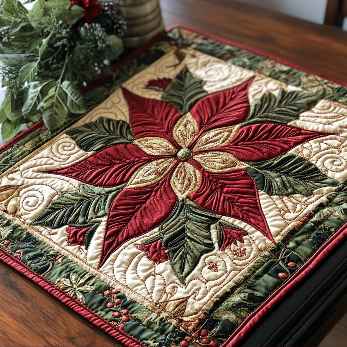 Snowy Petals Quilted Placemat VTQ-Myprintsy