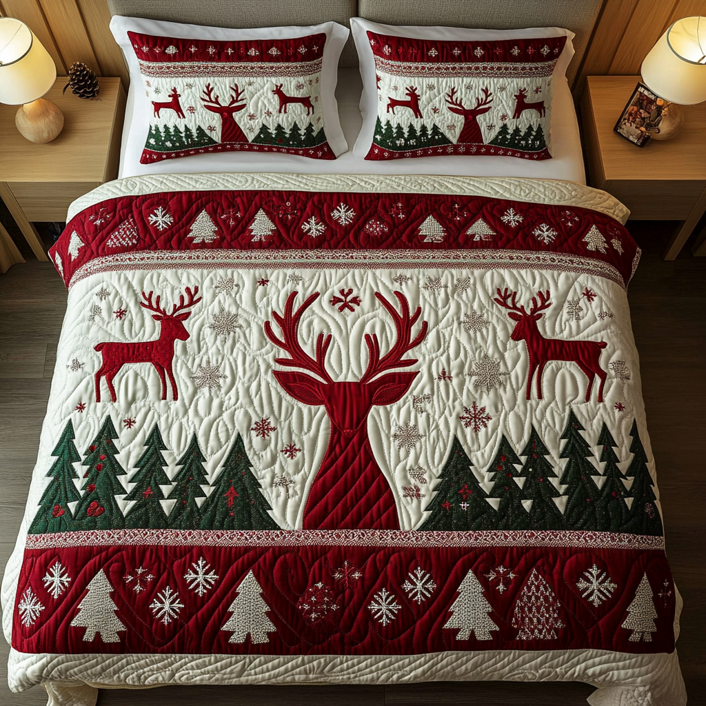 Snowy Pines -Piece Quilted Bedding Set VH VTQ-Myprintsy