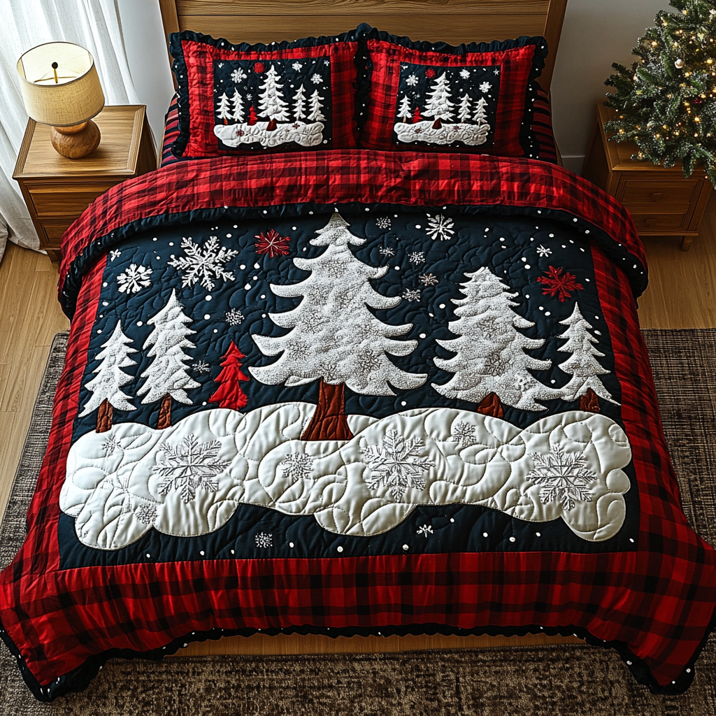 Snowy Pines -Piece Quilted Bedding Set VTQ-Myprintsy