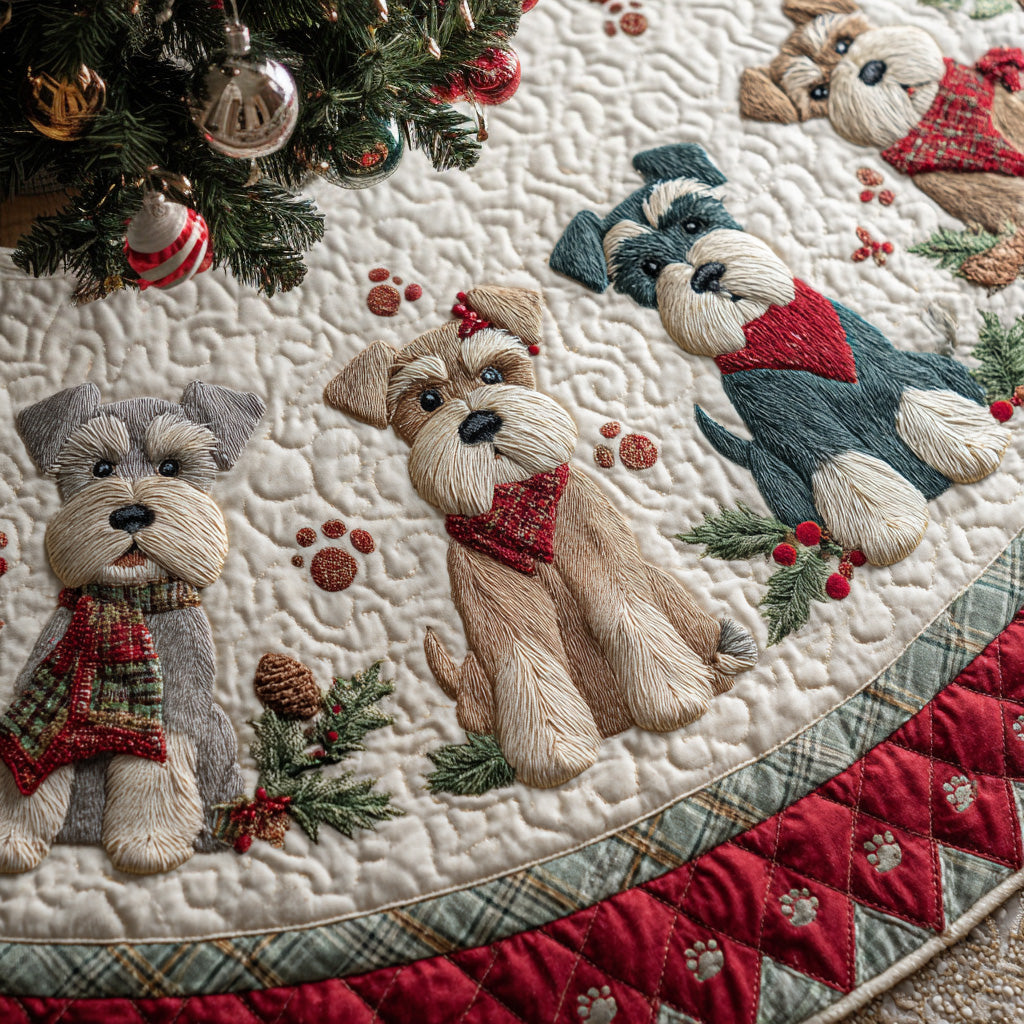 Snowy Schnauzer Quilted Christmas Tree Skirt VTQ-Myprintsy