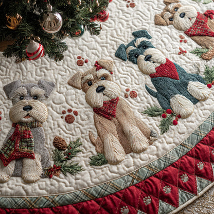 Snowy Schnauzer Quilted Christmas Tree Skirt VTQ-Myprintsy