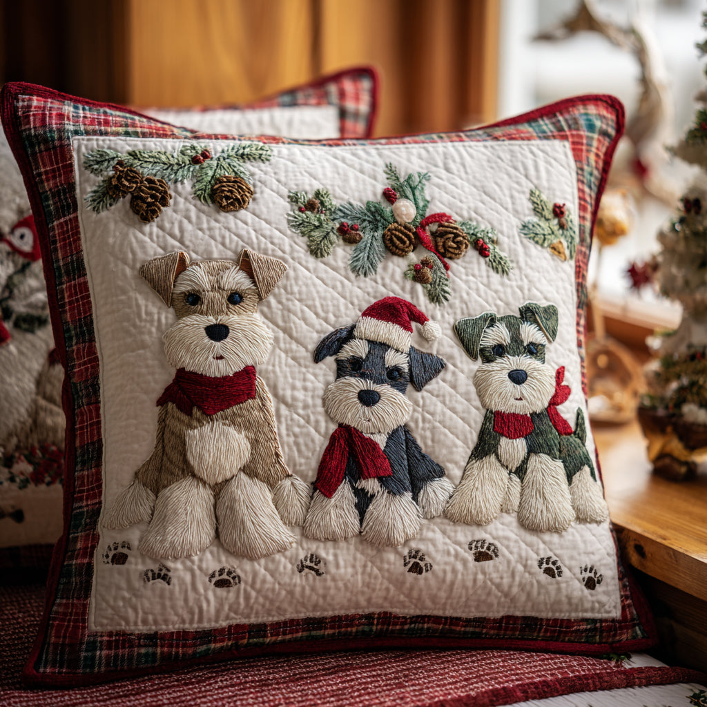 Snowy Schnauzer Quilted Pillow Case VTQ-Myprintsy