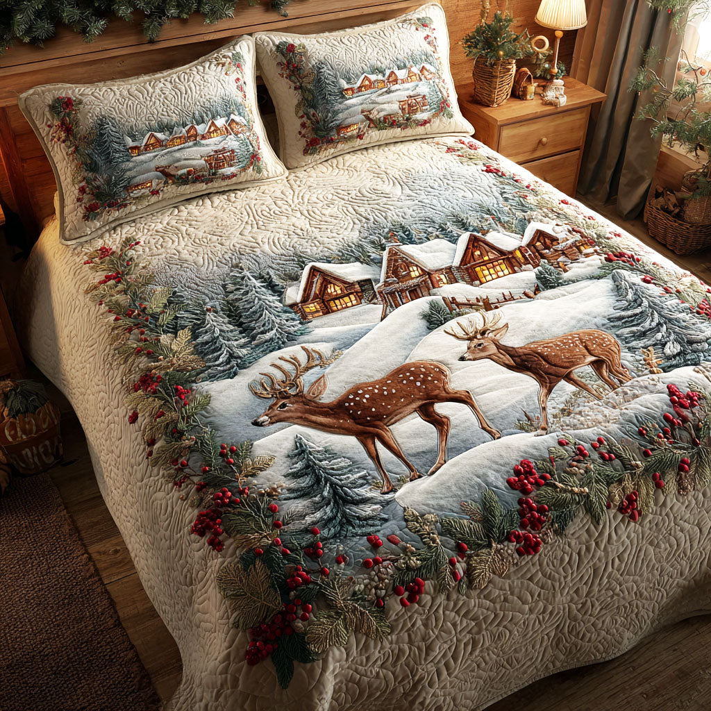Snowy Serenity -Piece Quilted Bedding Set VTQ-Myprintsy
