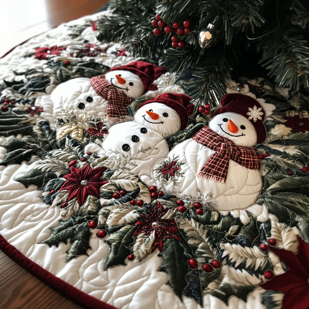 Snowy Smiles Quilted Christmas Tree Skirt VTQ-Myprintsy