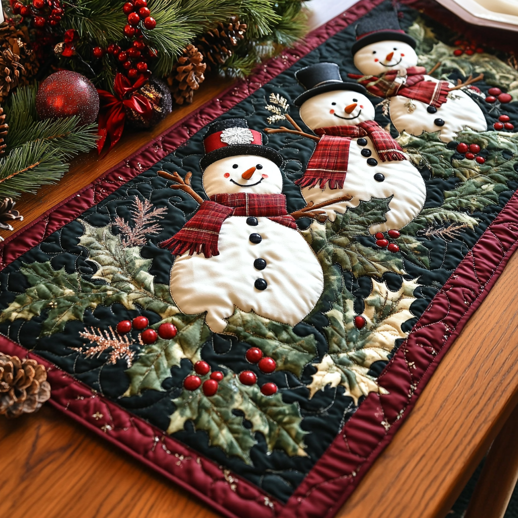 Snowy Smiles Quilted Table Runner VTQ-Myprintsy
