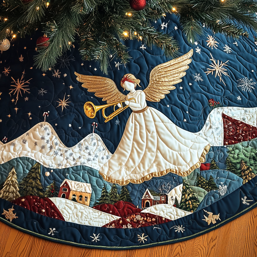 Snowy Song Christmas Quilted Tree Skirt VH-Myprintsy